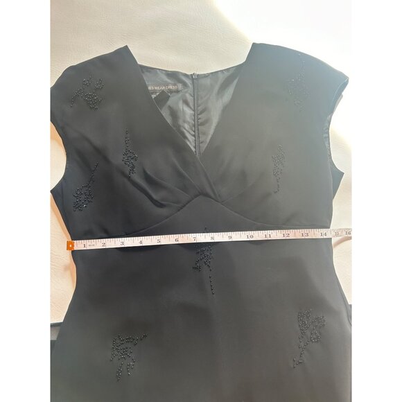 Black Beaded Long Dress Sz 8 Jones Wear Fairy Whimsy Elegant - Picture 6 of 10